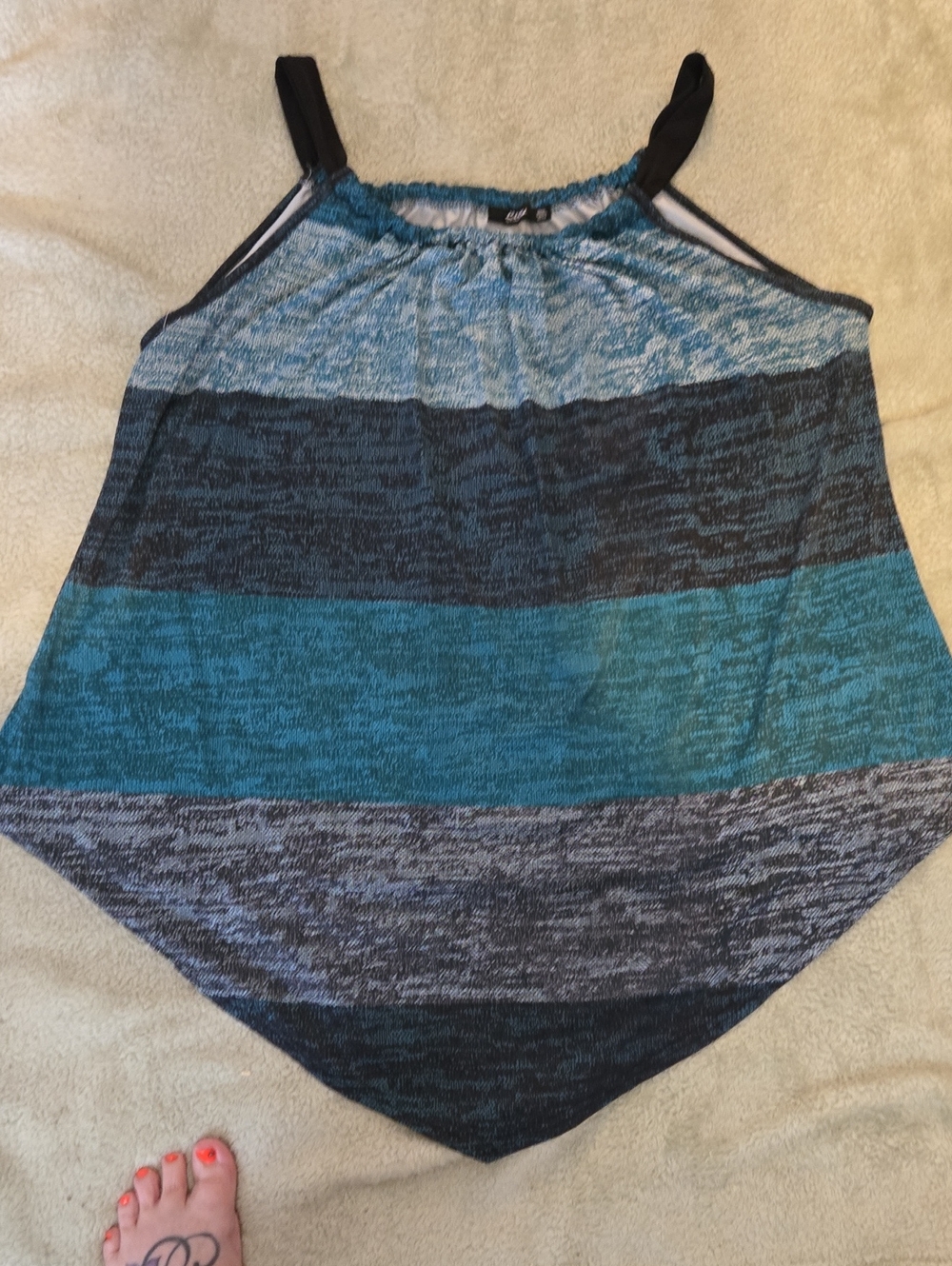 Striped Teal and Black Sleeveless Summer Tank